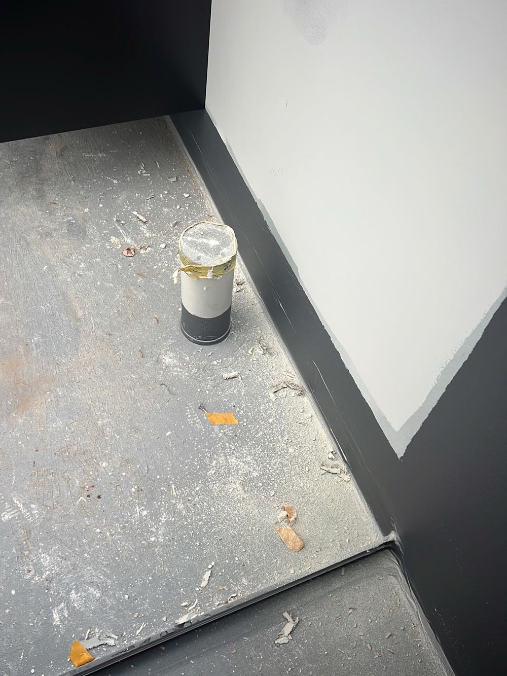 Finished membrane left exposed to boots and other trades, Blacktown, Tallawong