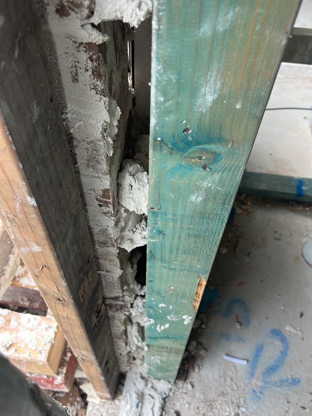 Mortar droppings left in the cavity behind the brick veneer, found during a lock-up inspection in Kellyville
